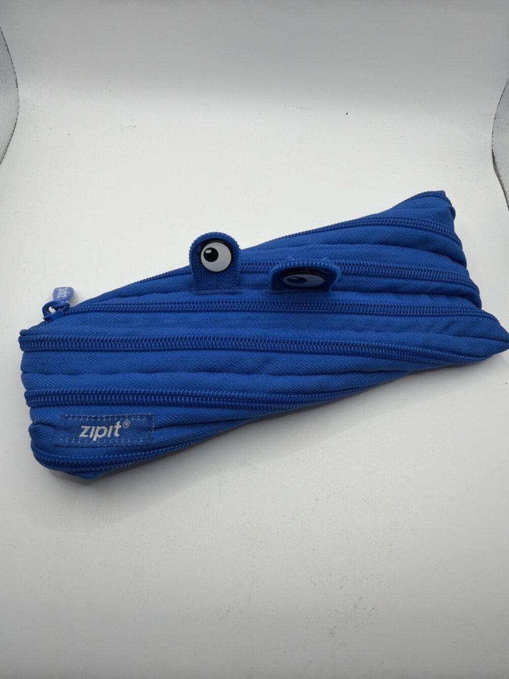 Zipit Blue Monster Zipper Pouch Pencil Case 100% Polyester Machine Washable Fun